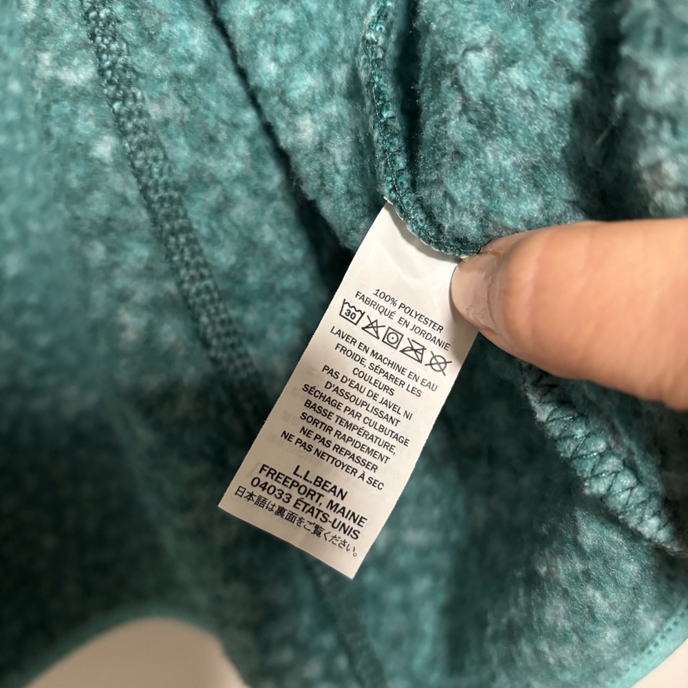 LL Bean Sweater Fleece Full-Zip Jacket Dark Pine Geo Teal Size XL - Picture 11 of 11